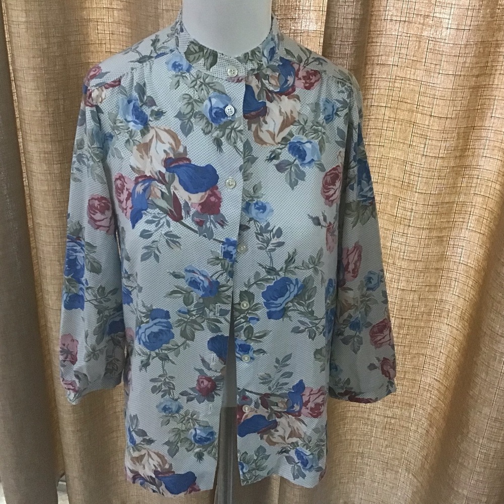 devon  Vintage 1980s Floral Blouse Size S Button Up